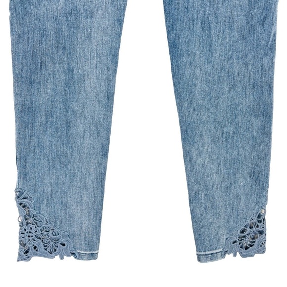 Soft Surroundings Jeans 8 PETITE Blue High Rise Stretch Lace Crochet Hem - Picture 11 of 14